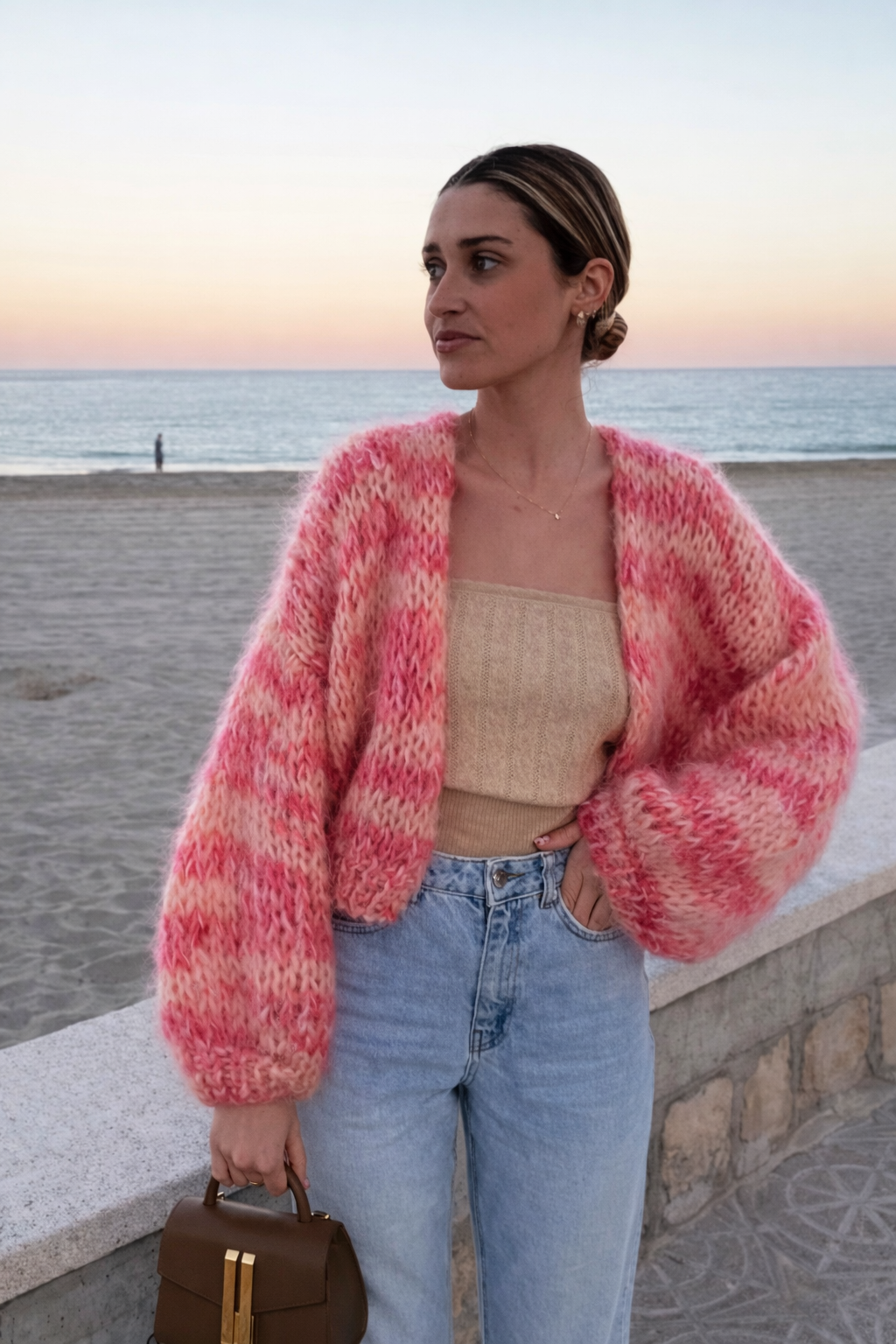 Krista | Cardigan Striped Chunky Knit