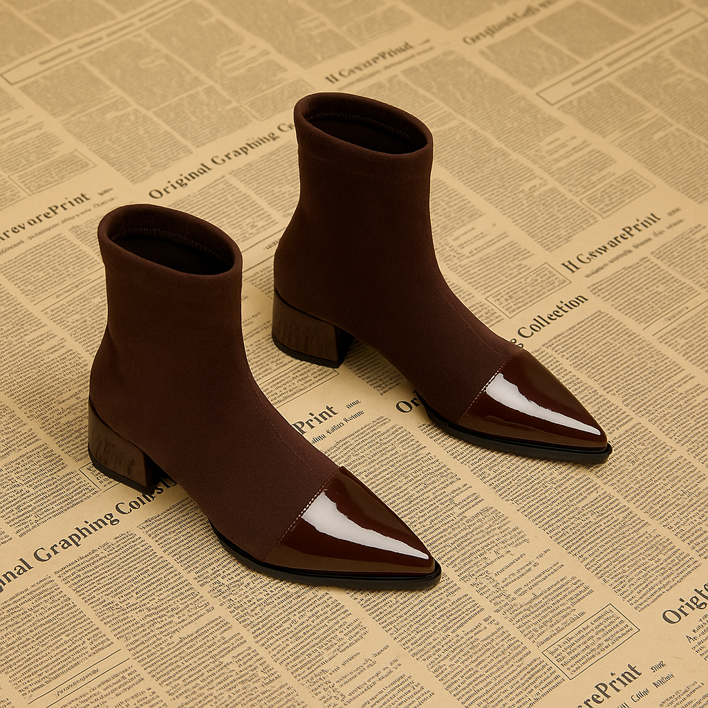 Sanai | Ankle Boots with Patent Details & Block Heel