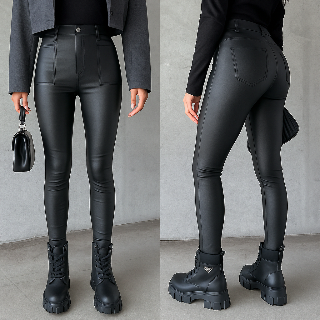 Elma | Leggings High-waist Faux Leather Black