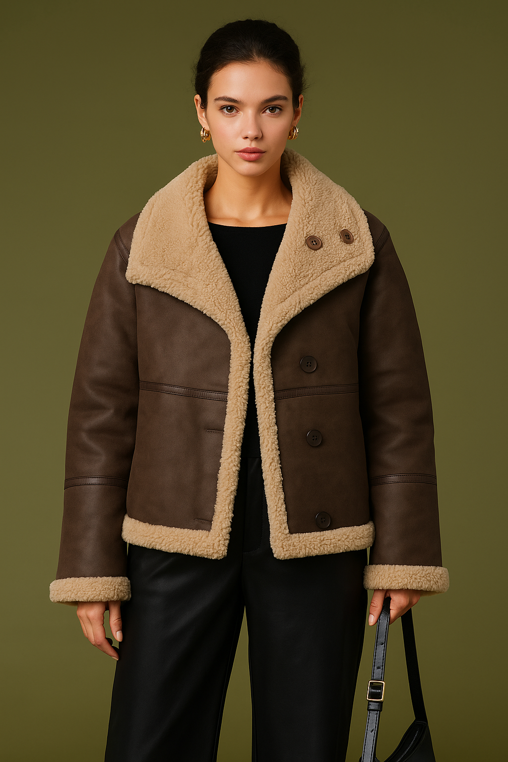 Zenobia | Aviator Jacket with Sherpa Lining