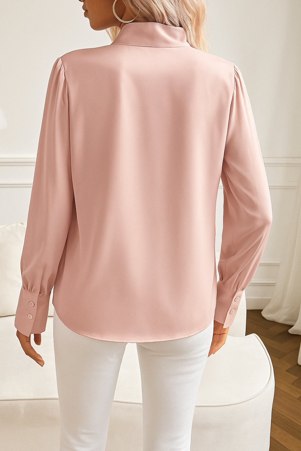 Isabella | Blouse with Large Bow Neckline