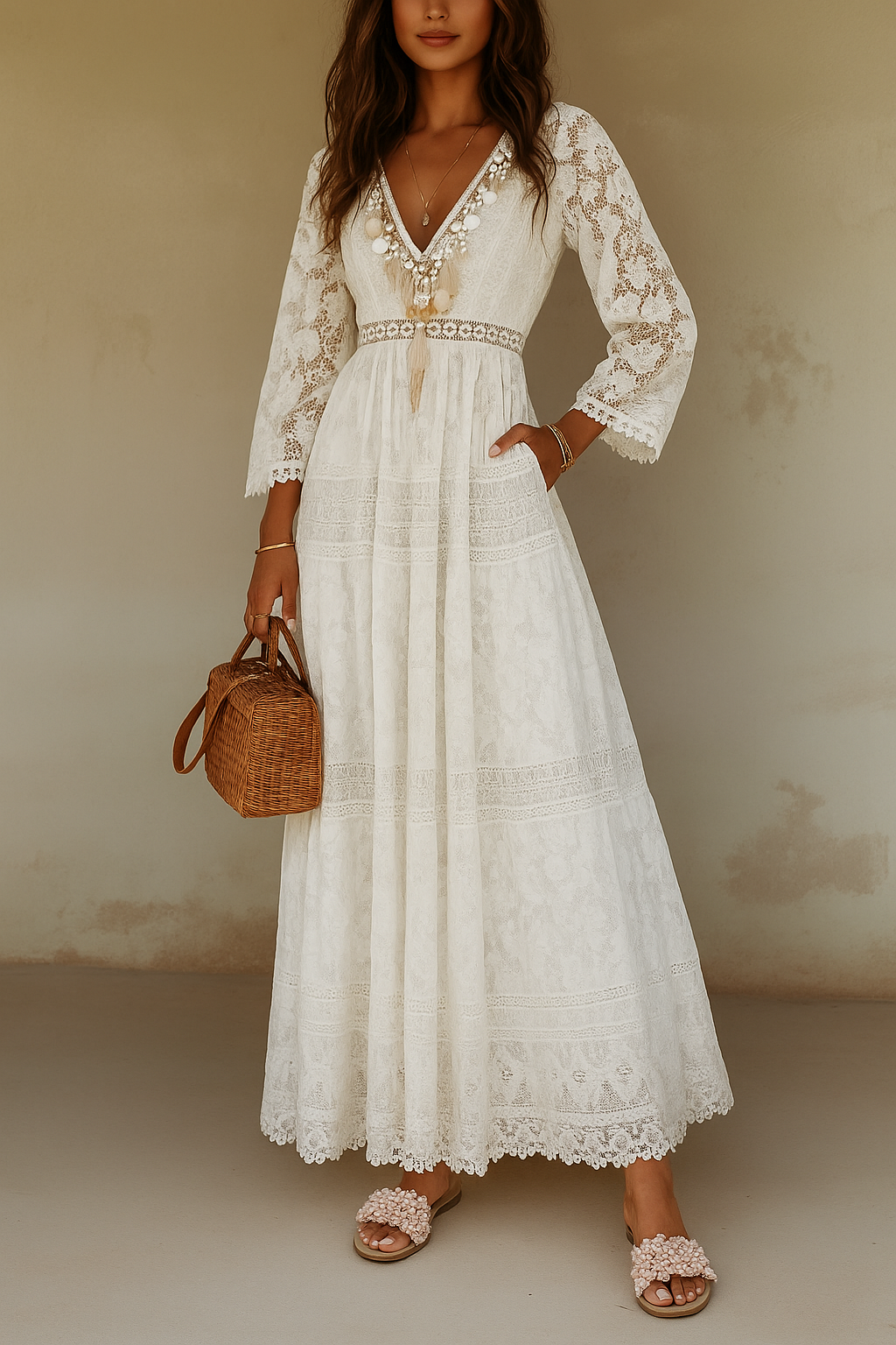 Melba | Maxi Dress with Lace Details