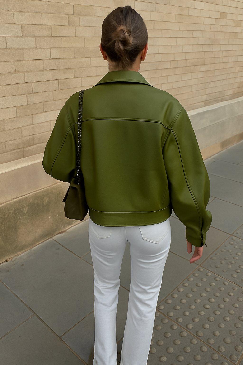 Malin | Jacket Vegan Leather Jacket Olive Green