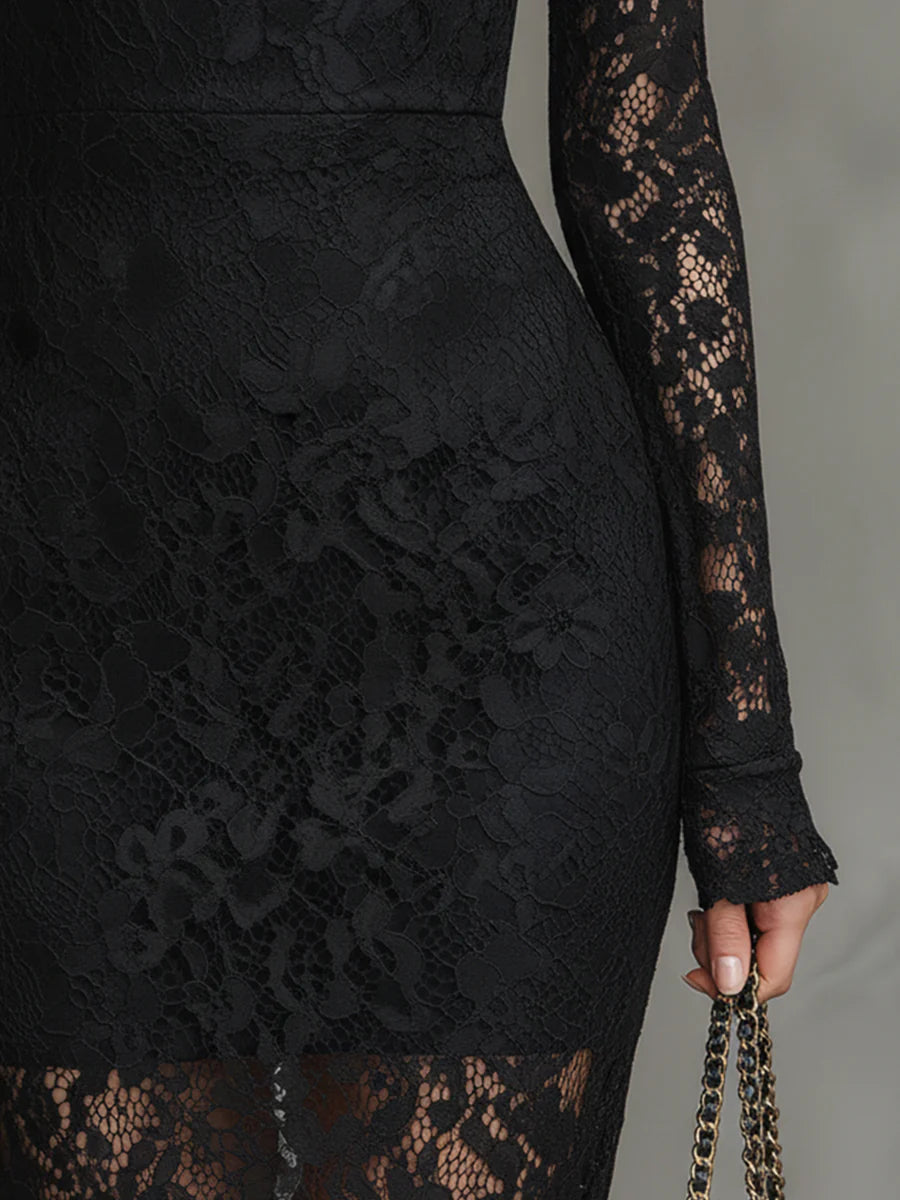 Monica | Elegant Lace Fishtail Maxi Dress