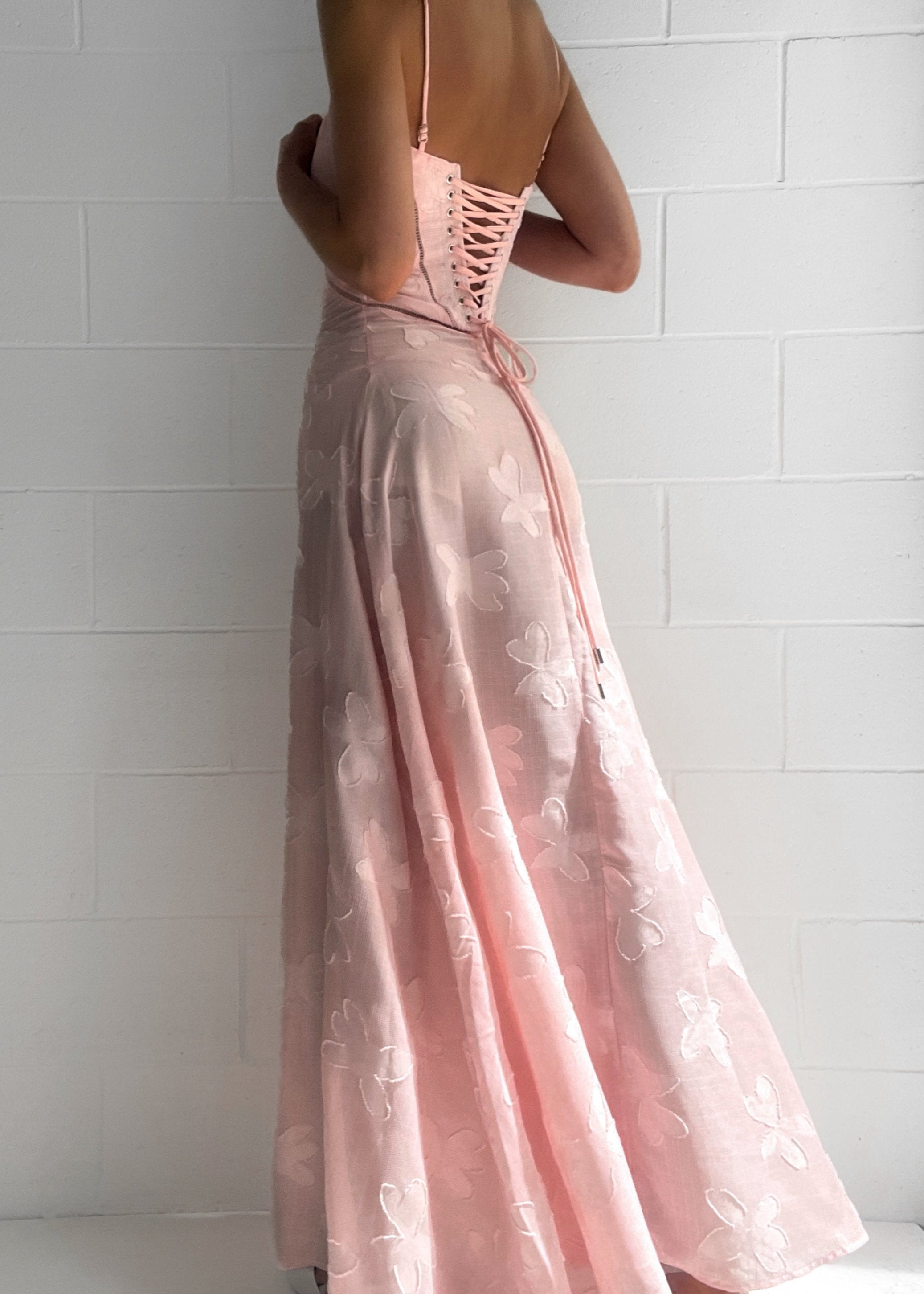 Freddie | Pink Midi Dress with Flowers