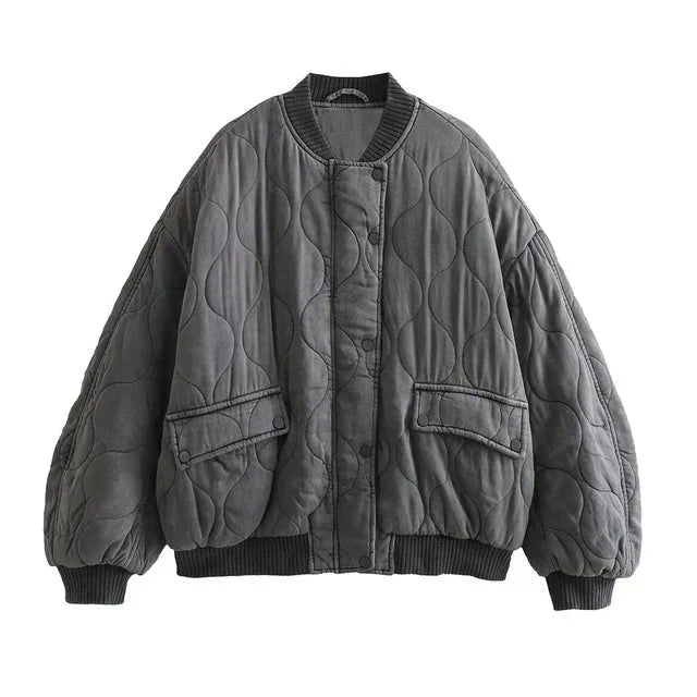 Mirel | Bomber Jacket Wavy Stitching