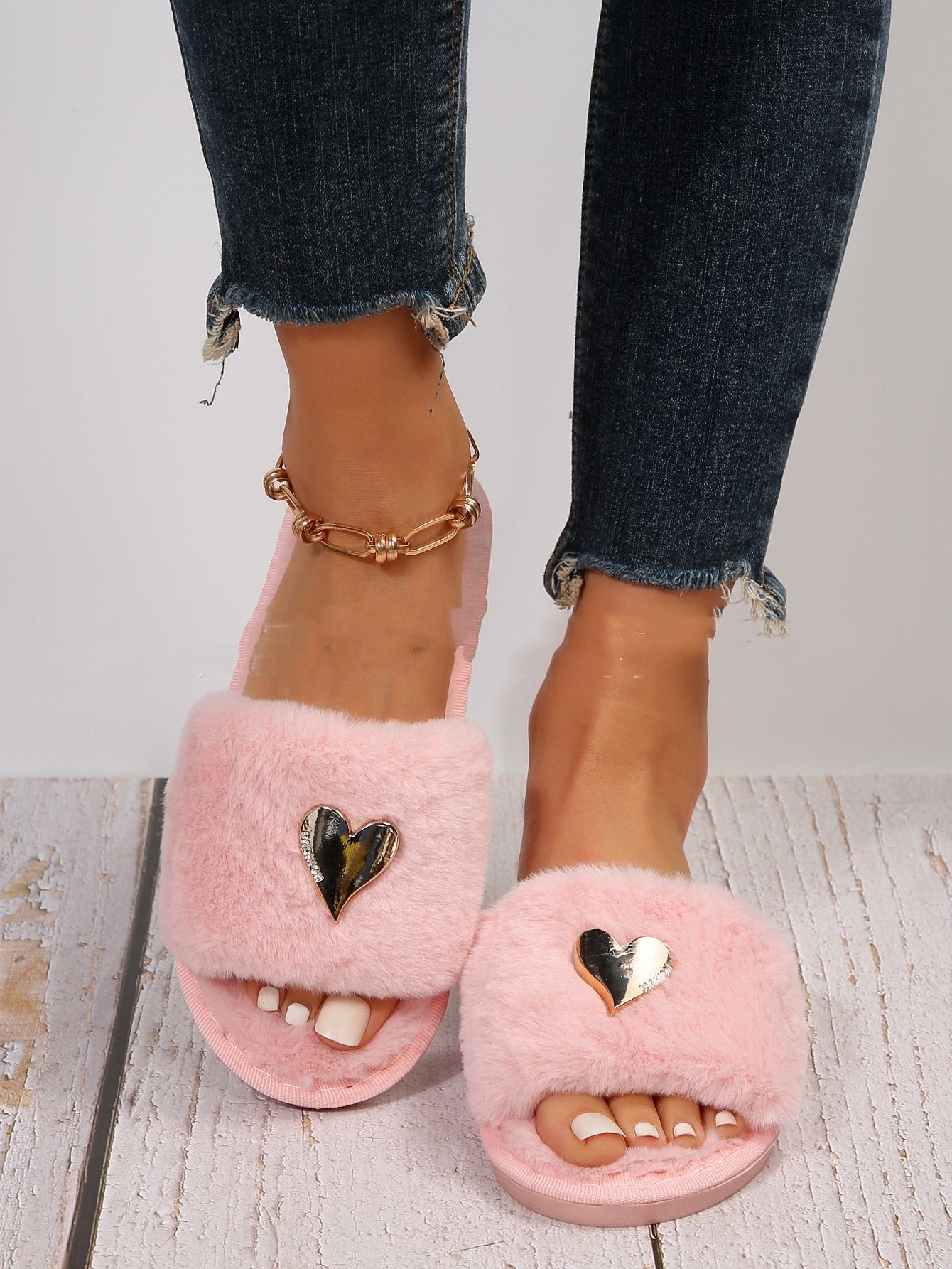 Angelena | Slippers Metallic heart