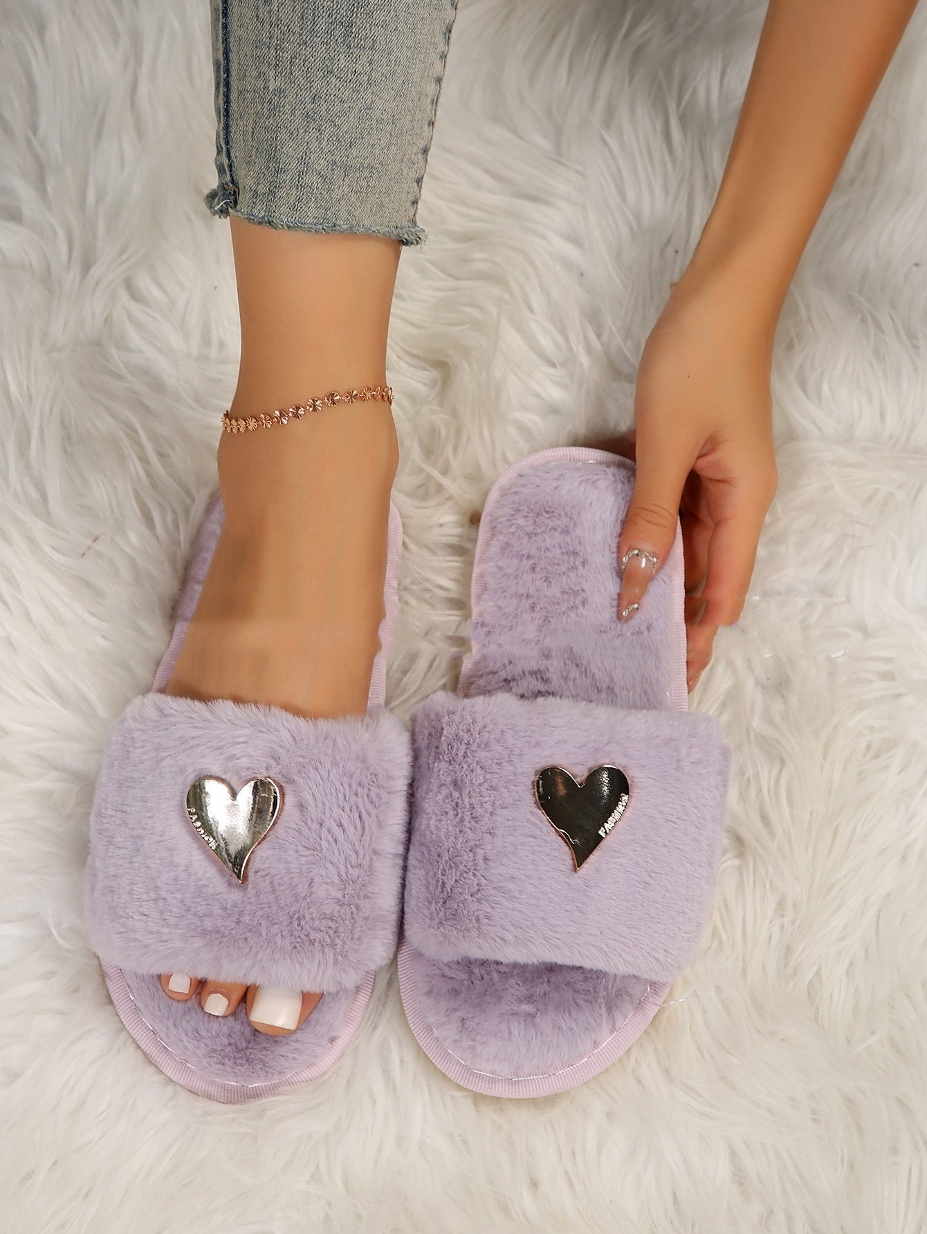 Angelena | Slippers Metallic heart