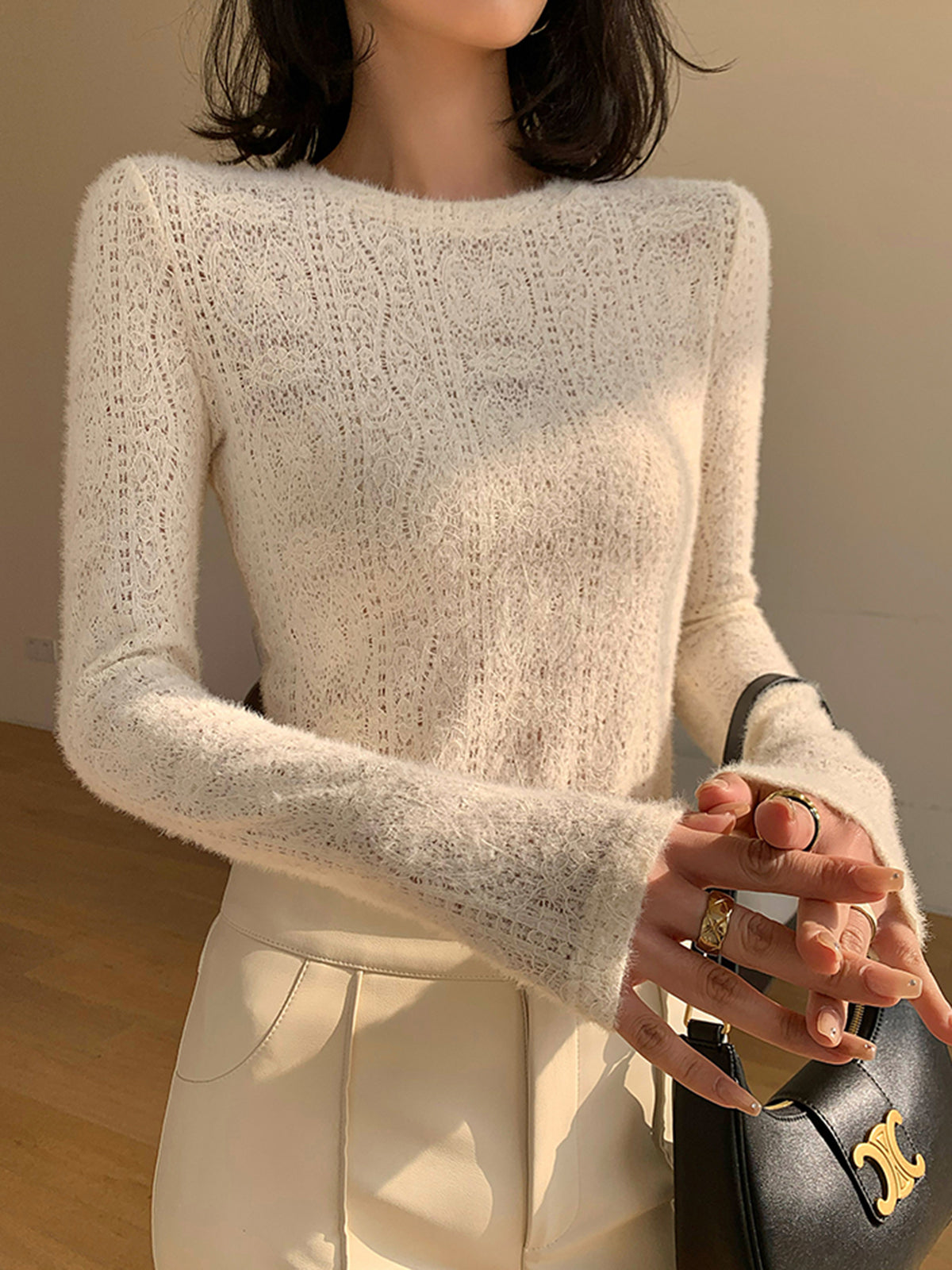 Lena | Knitted Top with Open Knit Pattern