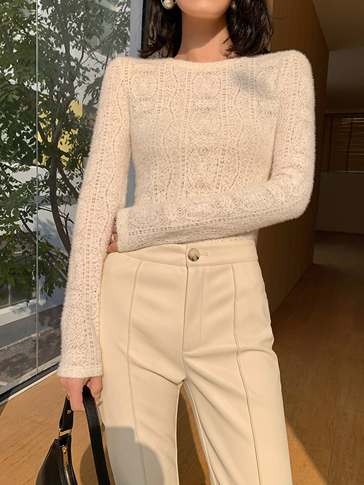 Lena | Knitted Top with Open Knit Pattern