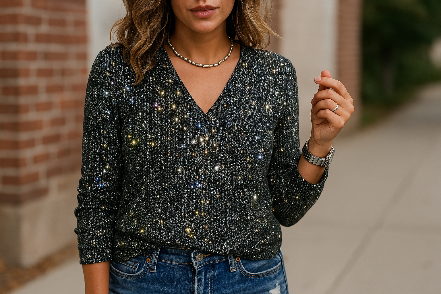 Luciana | Glitter Top with All-Over Sparkle