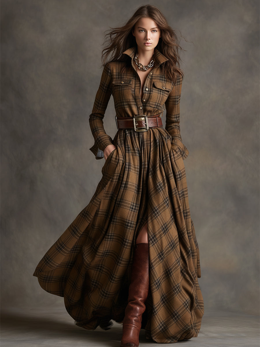 Kellee | Maxi Dress Green Check Pattern