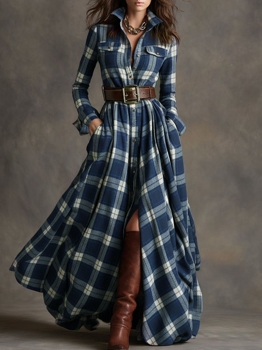 Kellee | Maxi Dress Green Check Pattern