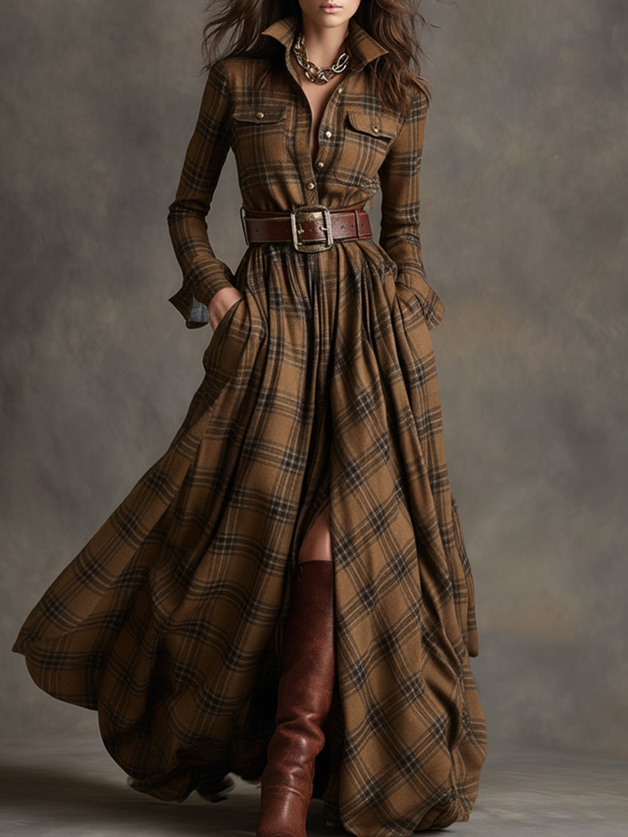Kellee | Maxi Dress Green Check Pattern