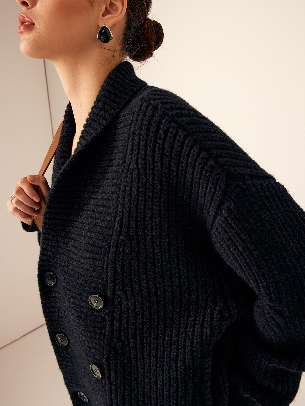 Zandra | Cardigan with Chunky Knit and High Neck