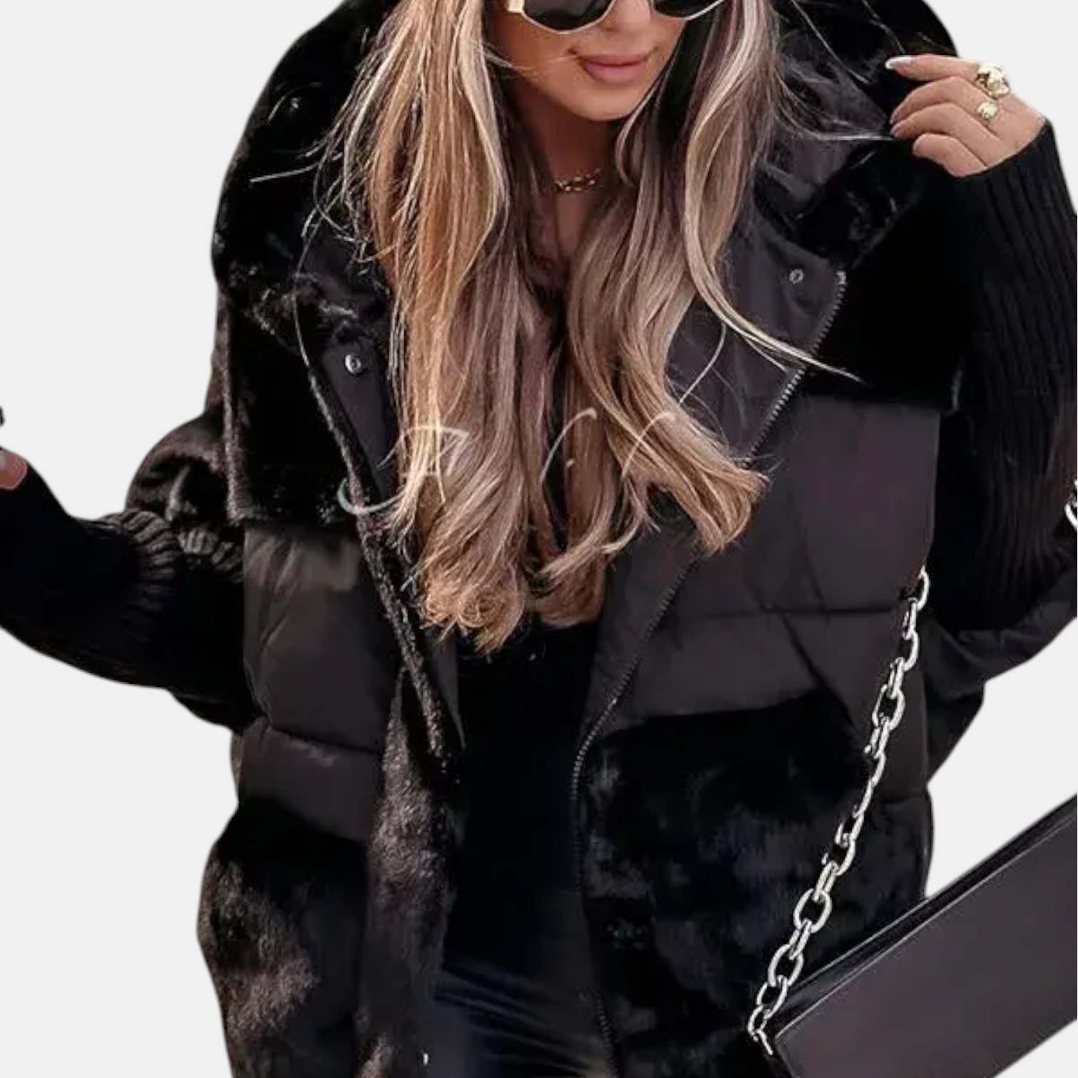 Oversized Hooded Patchwork Puffer Jacket