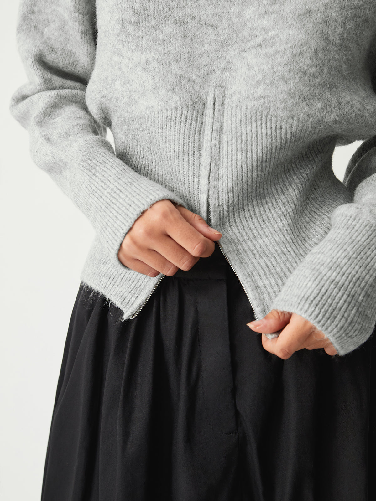 Janetta | Gray Women's Sweater with Zipper