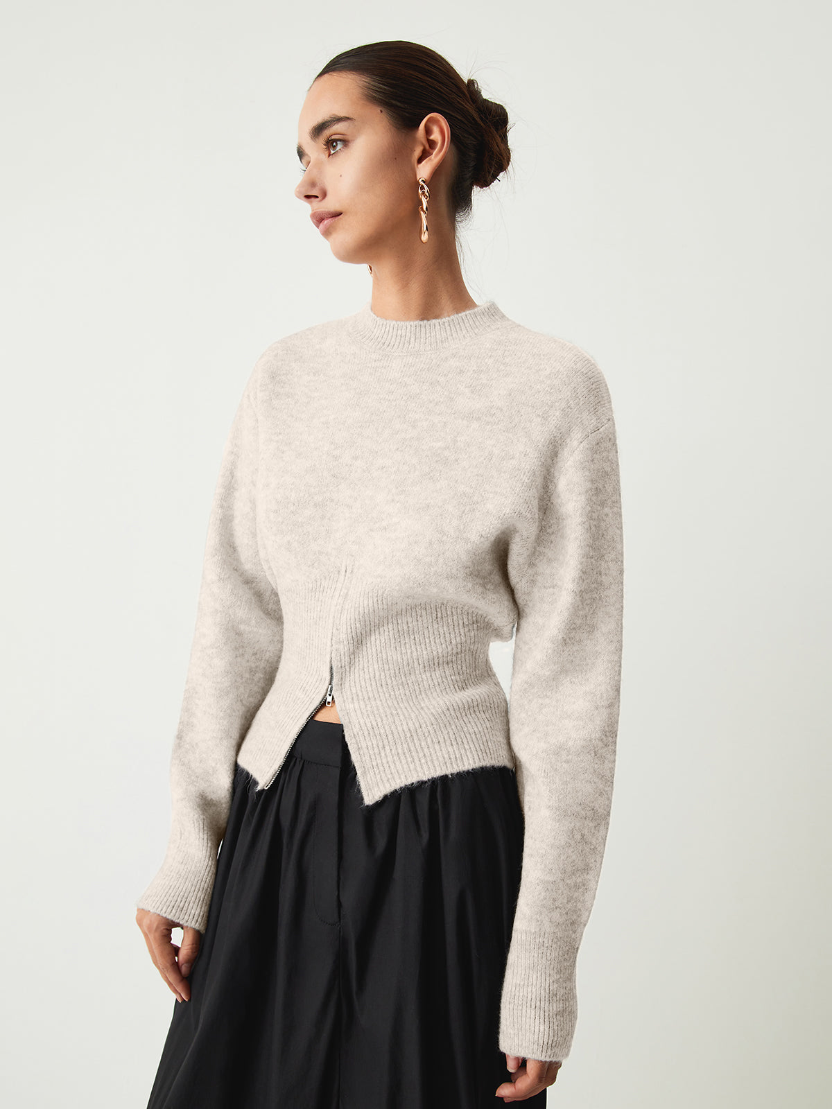 Janetta | Gray Women's Sweater with Zipper