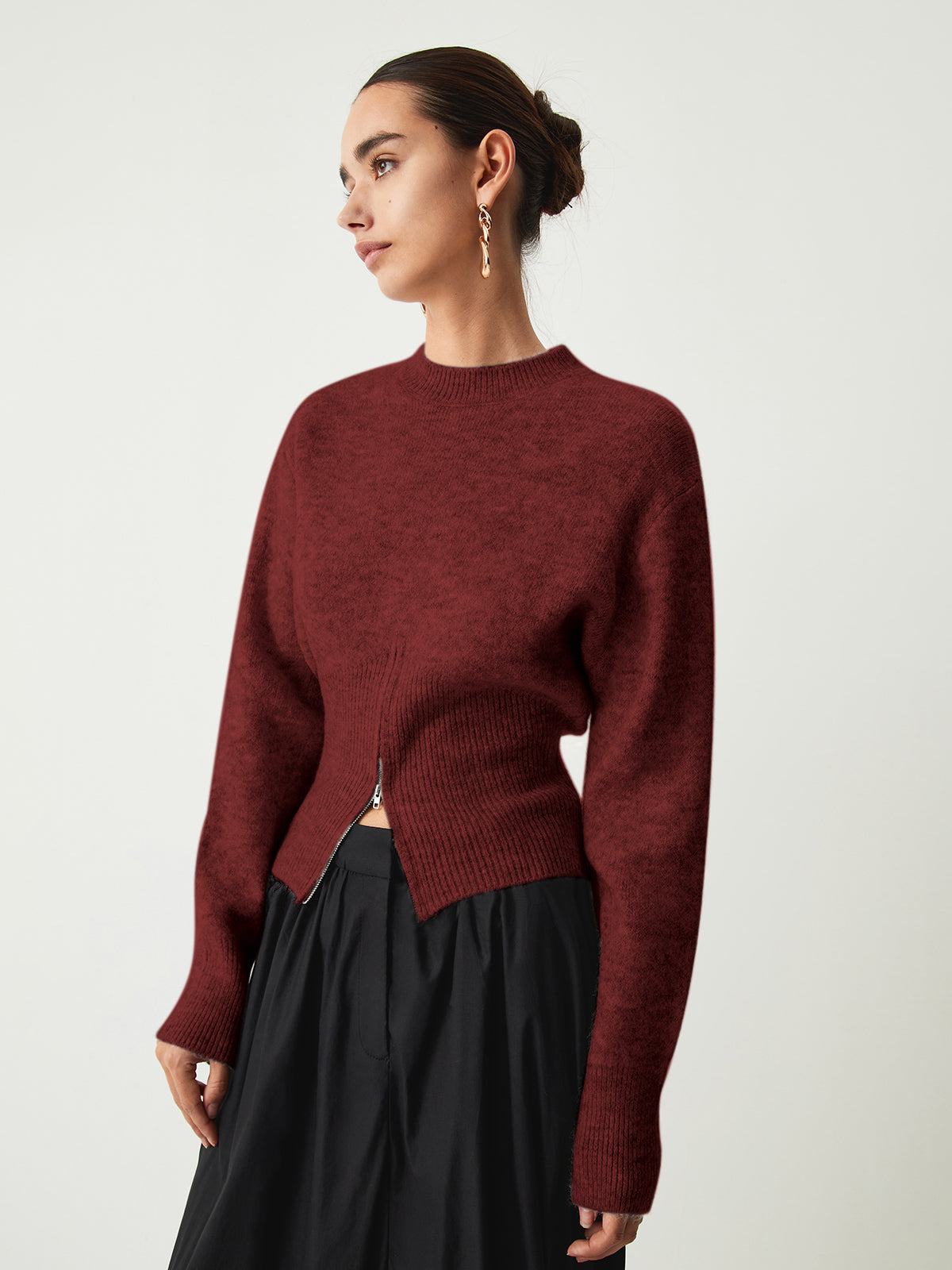 Janetta | Gray Women's Sweater with Zipper
