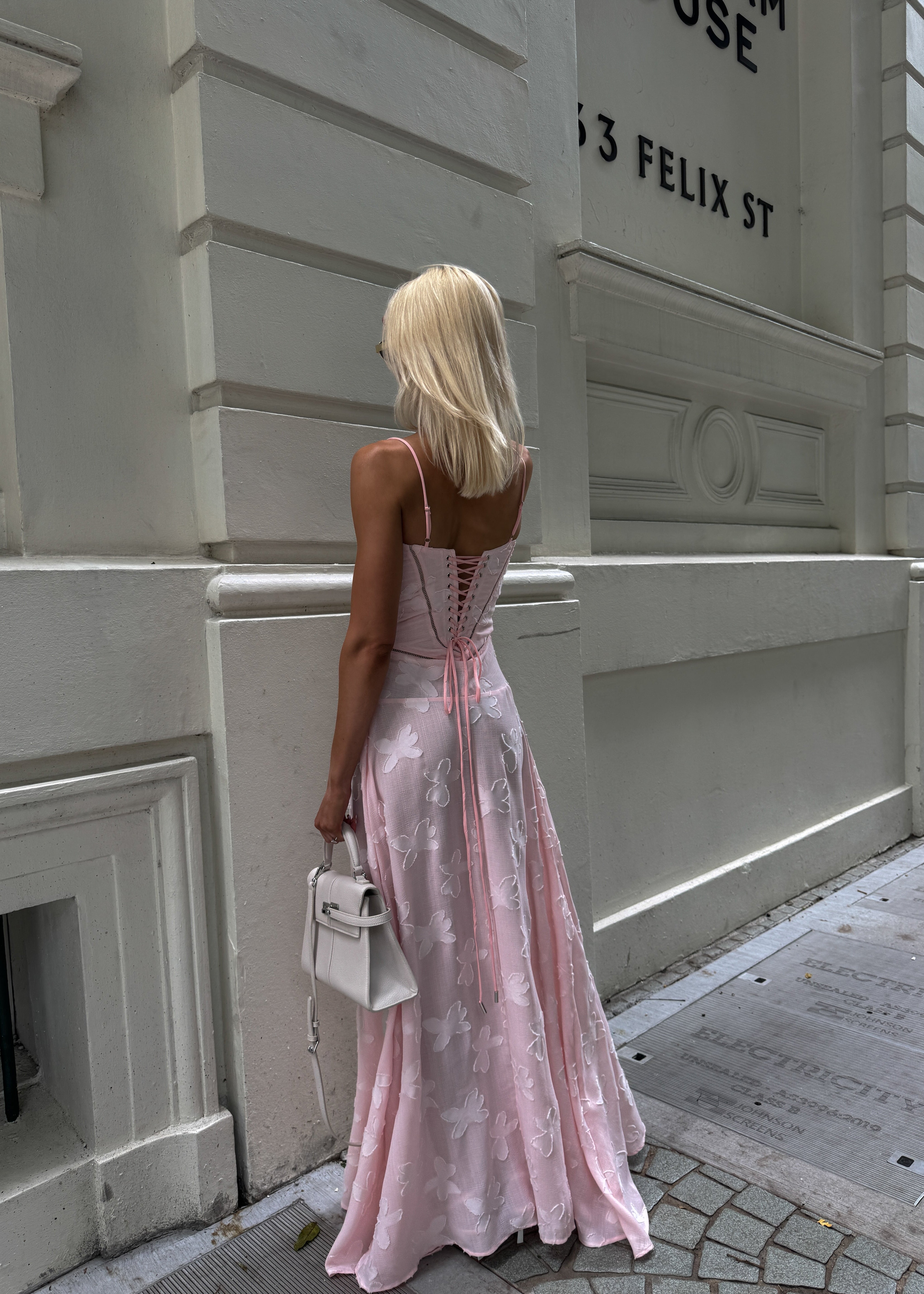 Freddie | Pink Midi Dress with Flowers