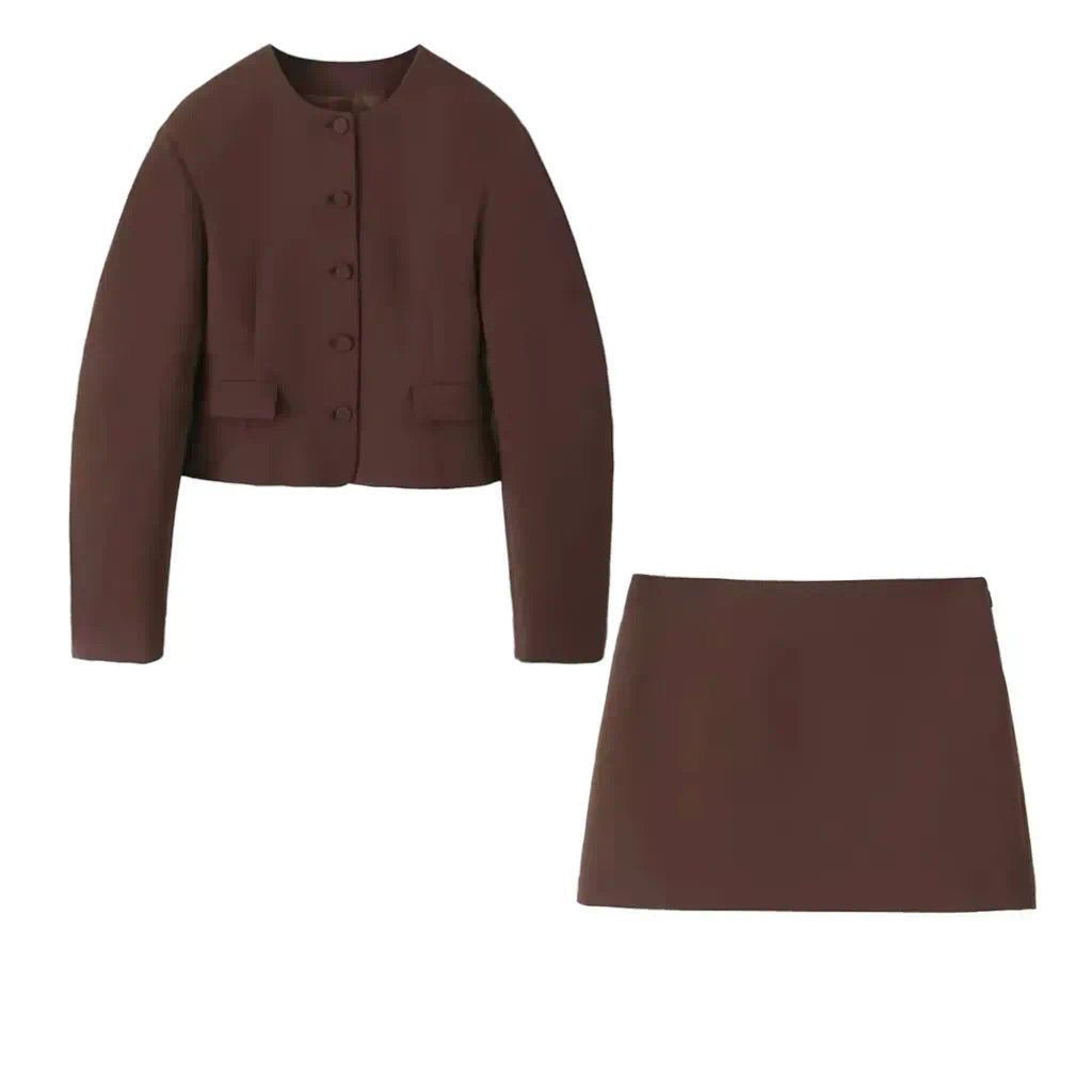 Valda | Skirt Suit with Round Neck Blazer