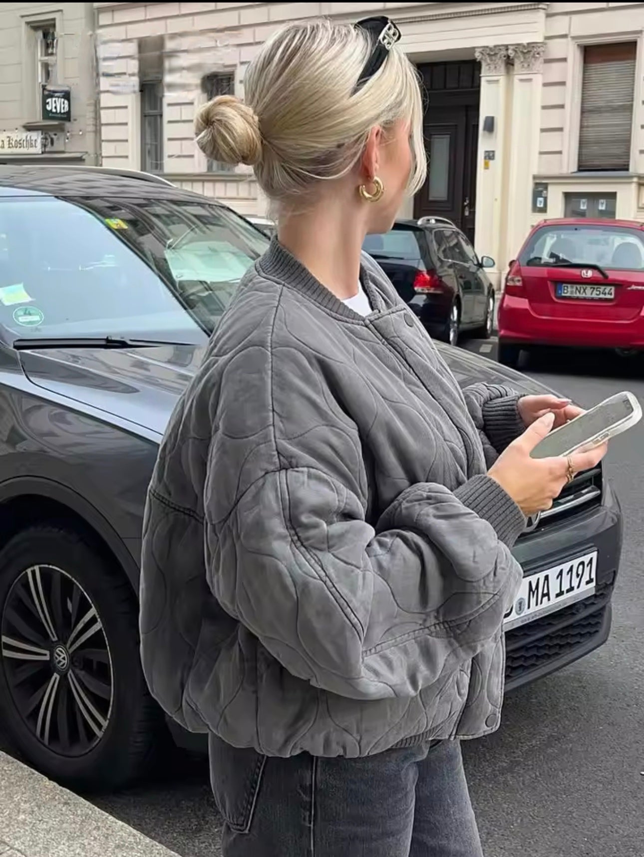 Mirel | Bomber Jacket Wavy Stitching