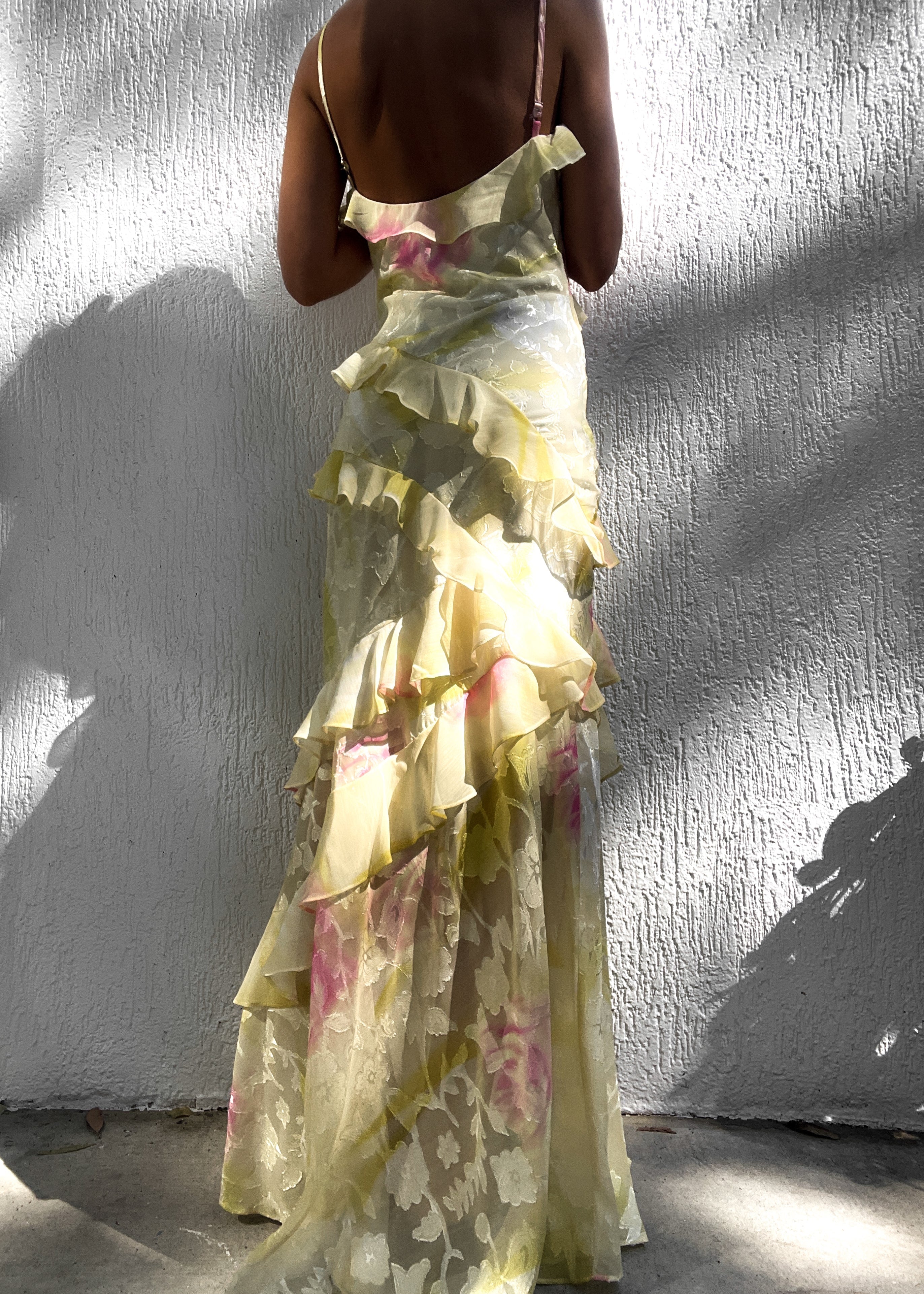 Elease | Yellow Gala Dress with Elegant Ruffles