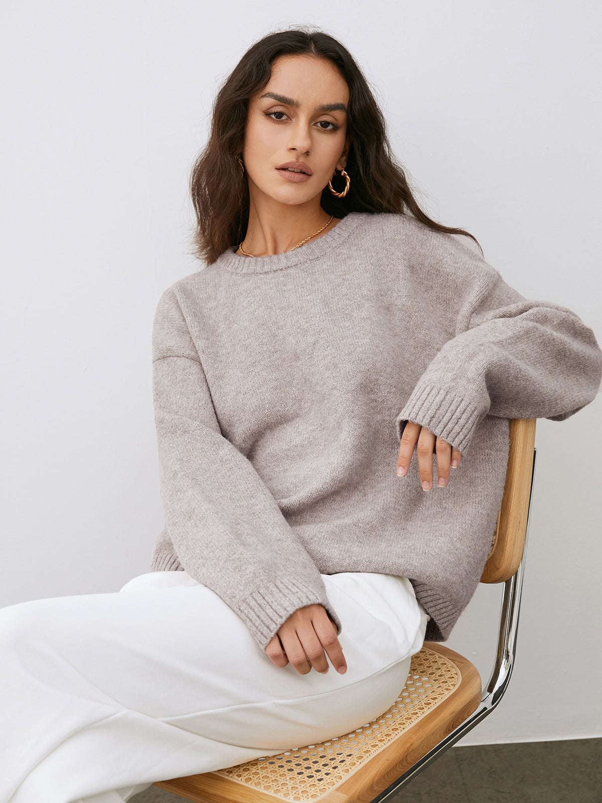 Carla | Women's Sweater Taupe Relaxed Fit