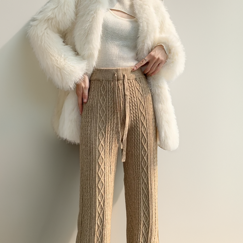 Kalli | Women's Jogging Pants High Waist Cable Knit
