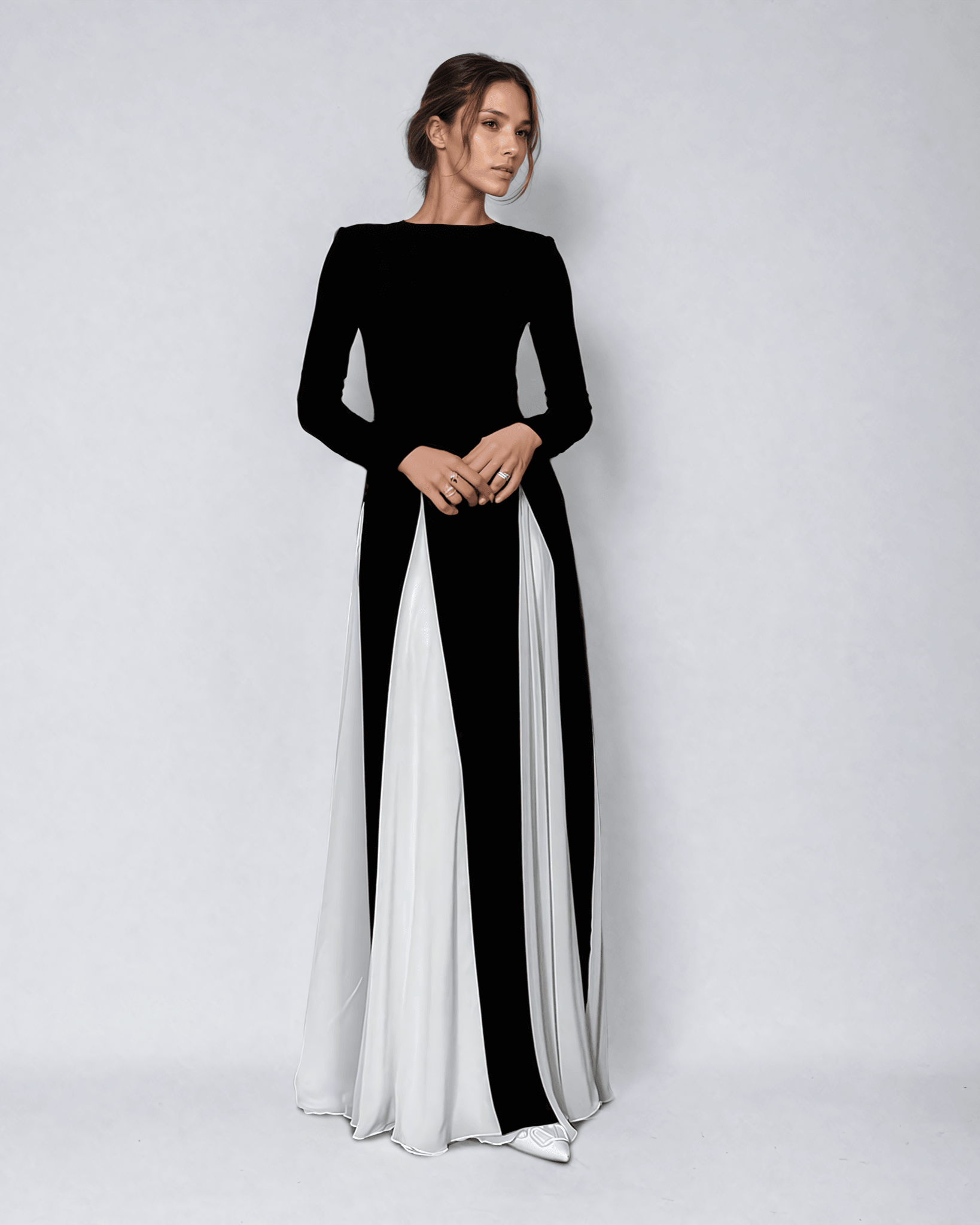 Tinsley | Black and White Contrast Prom Dress