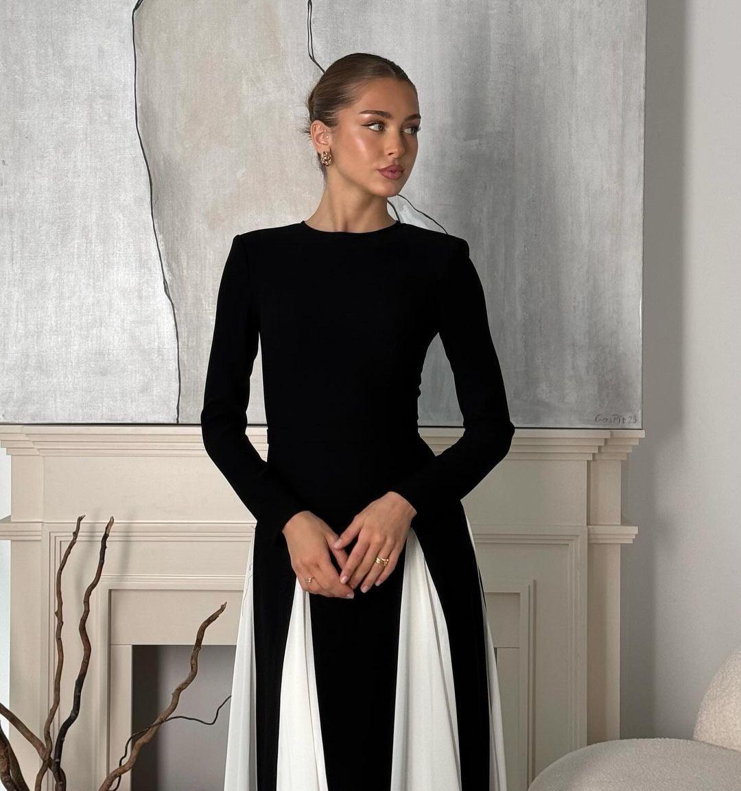 Tinsley | Black and White Contrast Prom Dress