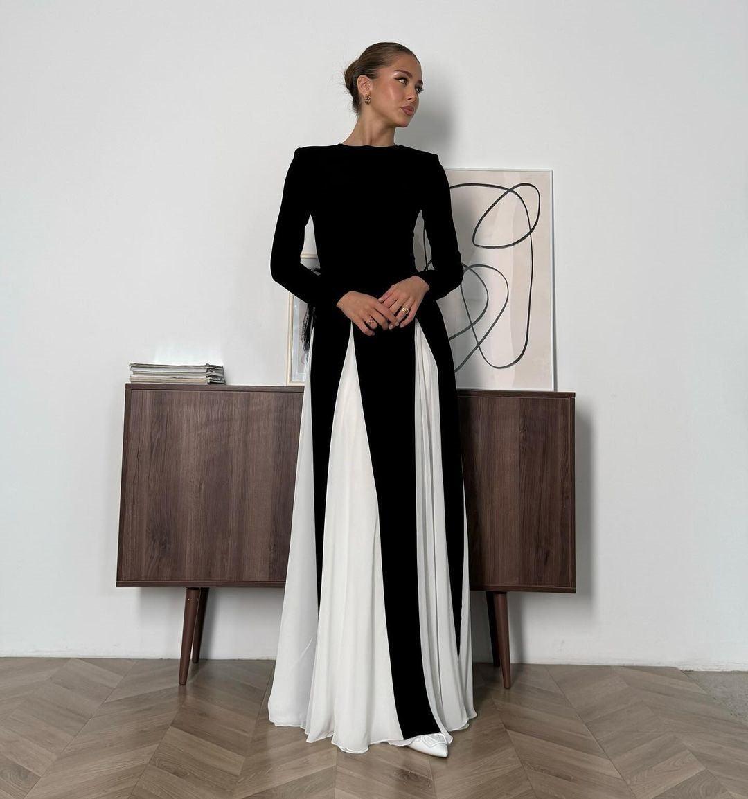Tinsley | Black and White Contrast Prom Dress
