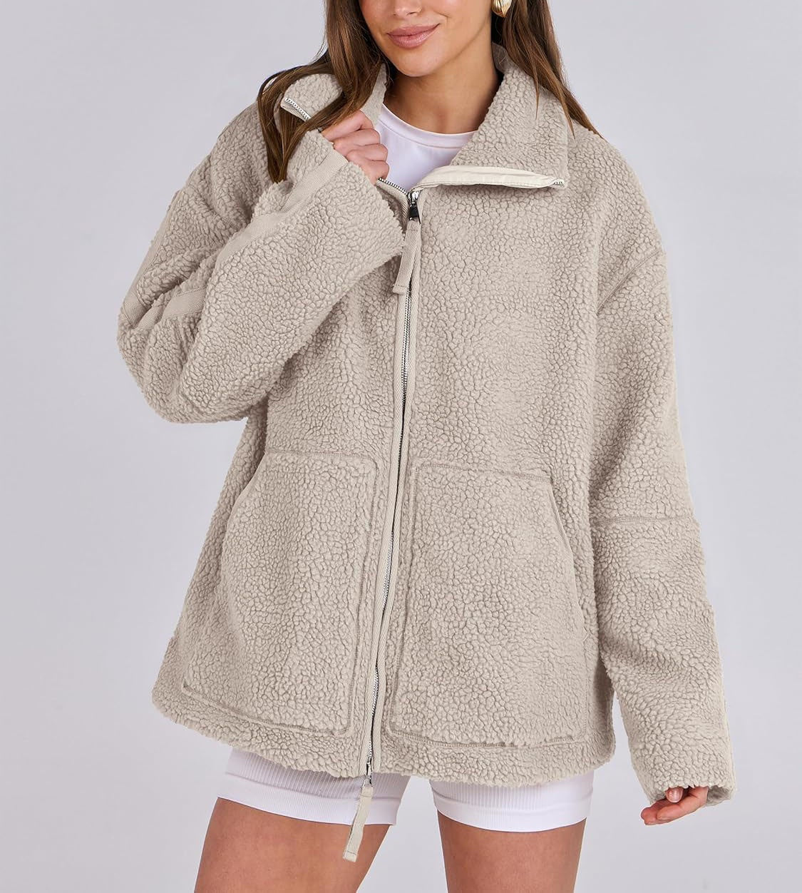 Nova | Fleece Jacket Beige Oversized Fit