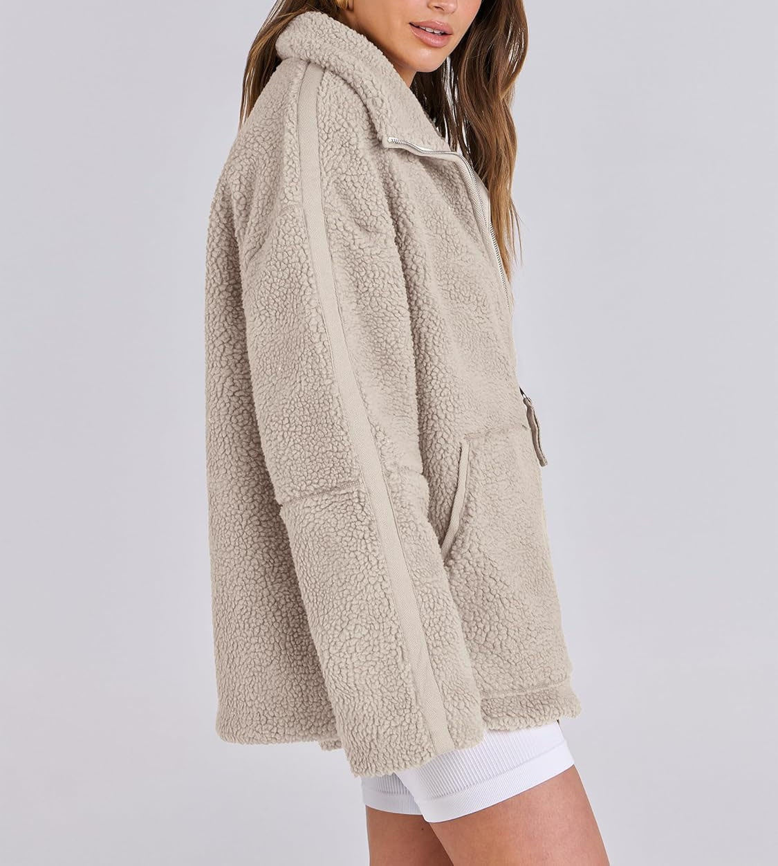 Nova | Fleece Jacket Beige Oversized Fit