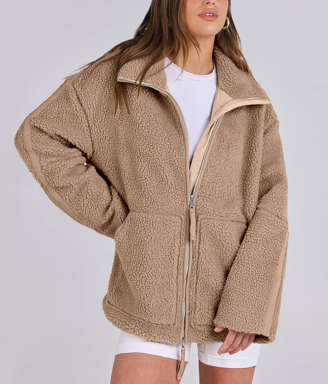 Nova | Fleece Jacket Beige Oversized Fit