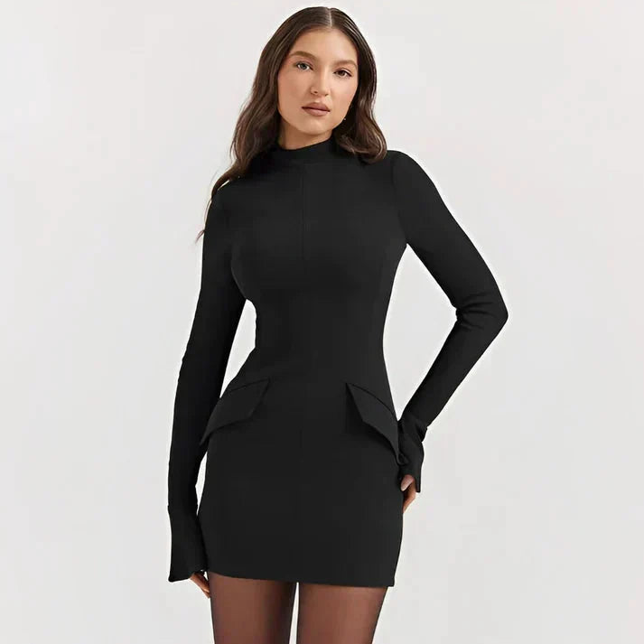 Sage | Flared Sleeve Peplum Dress