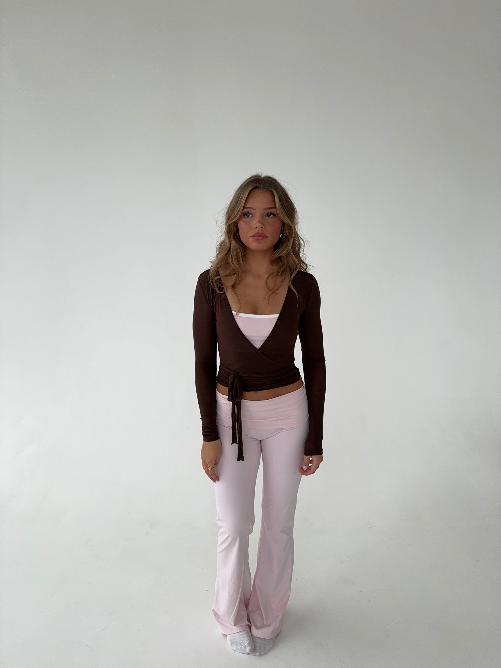 Tatyanna | Brown Wrap Top with Waistband