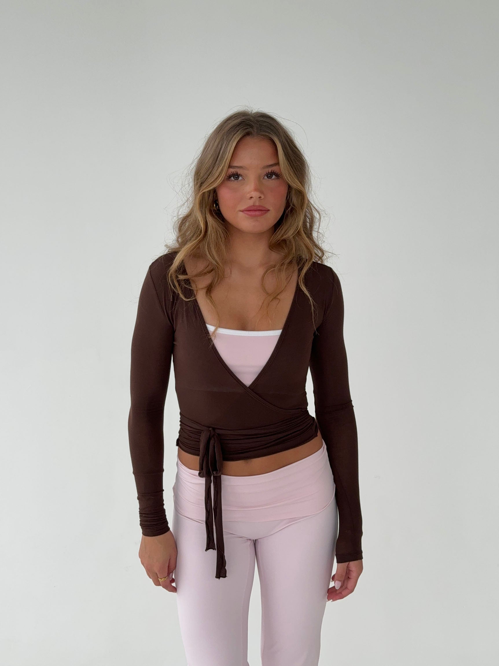 Tatyanna | Brown Wrap Top with Waistband