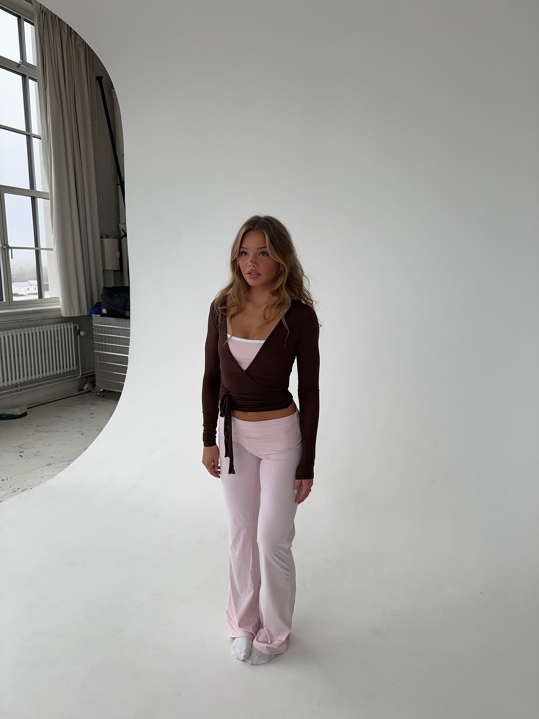 Tatyanna | Brown Wrap Top with Waistband