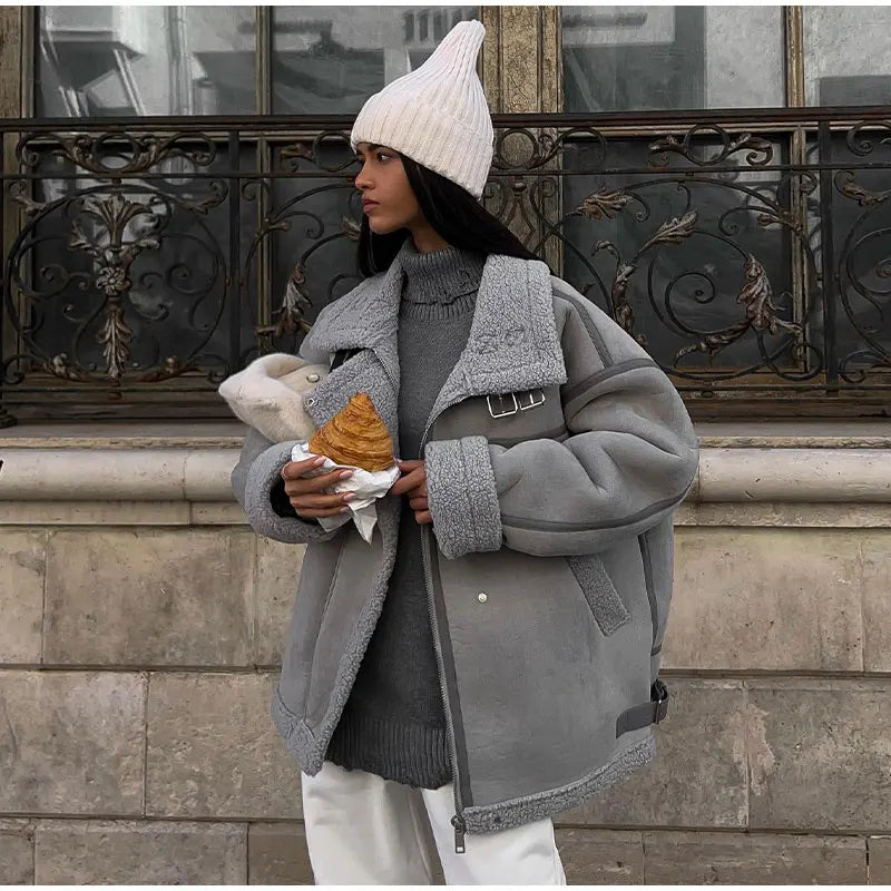 Miya | Aviator Jacket with Shearling Lining