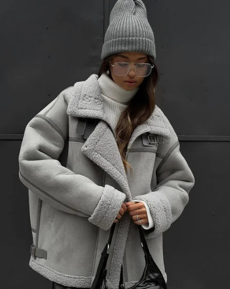 Miya | Aviator Jacket with Shearling Lining