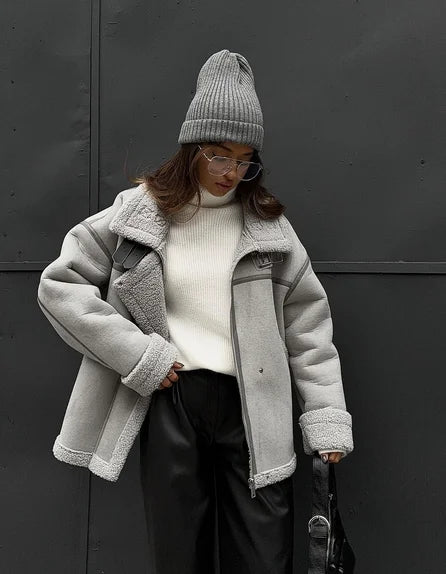 Miya | Aviator Jacket with Shearling Lining