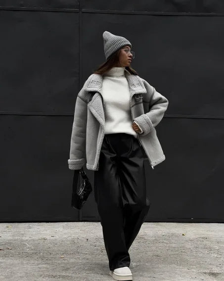 Miya | Aviator Jacket with Shearling Lining