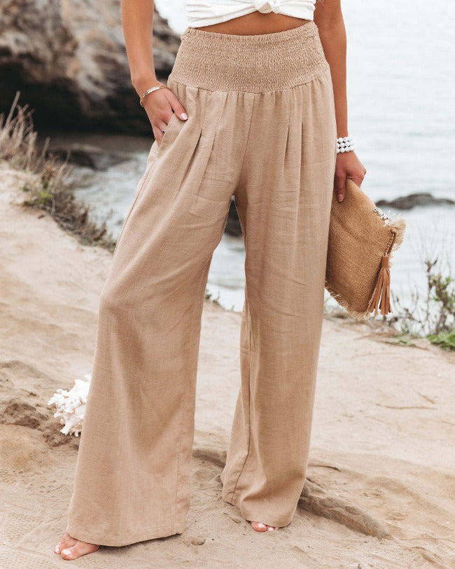 Ziva | High-Waisted Smocked Trousers