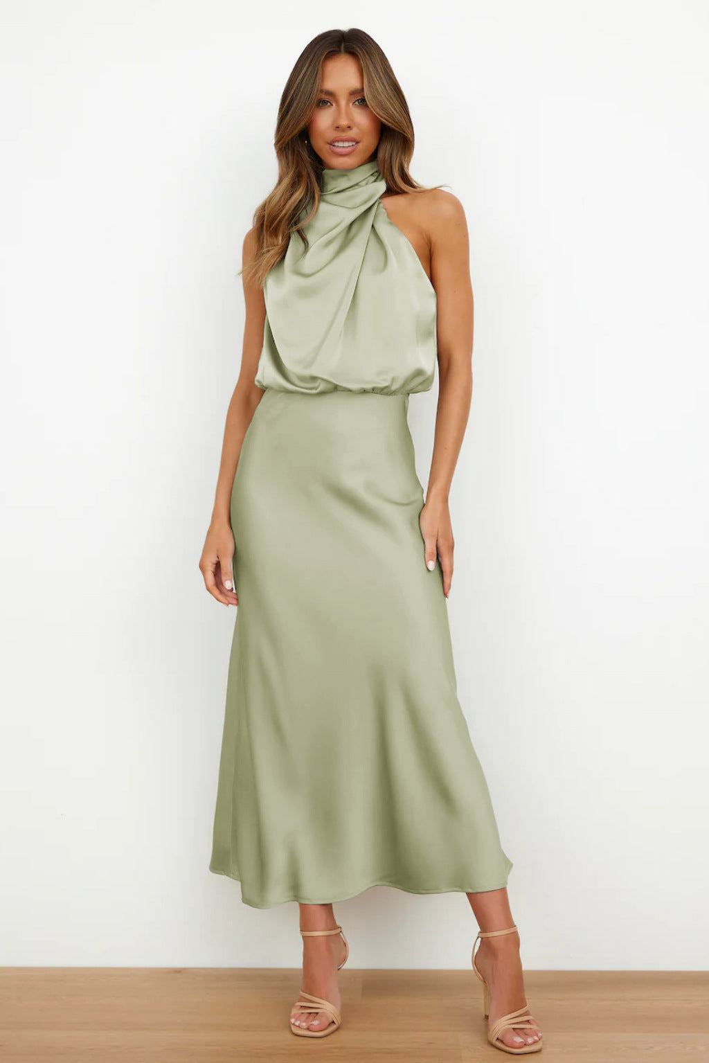 Meris | Maxi Dress Draped Neckline