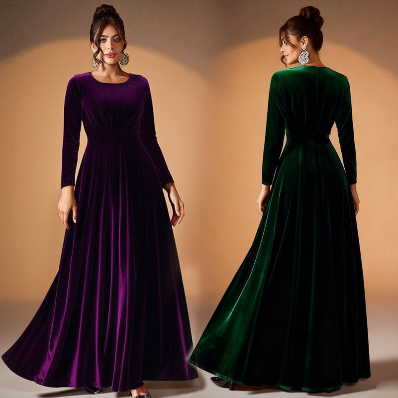 Beatrice | Long Sleeve Velvet Maxi Dress