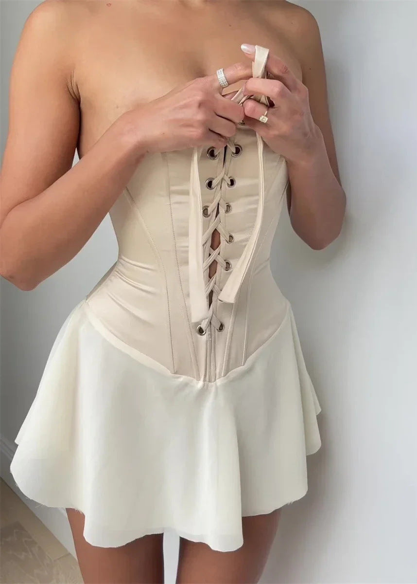 Natasha | Corset Dress Strapless Beige