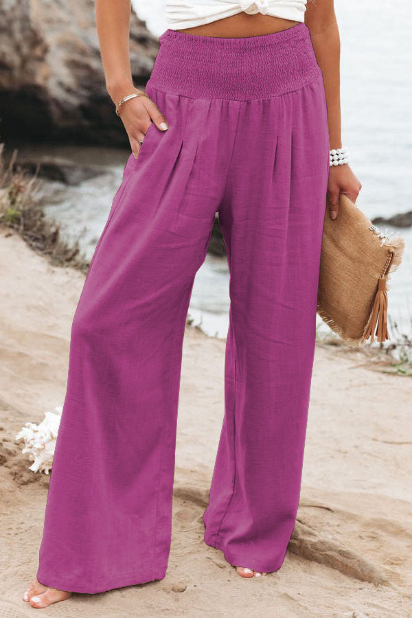 Ziva | High-Waisted Smocked Trousers