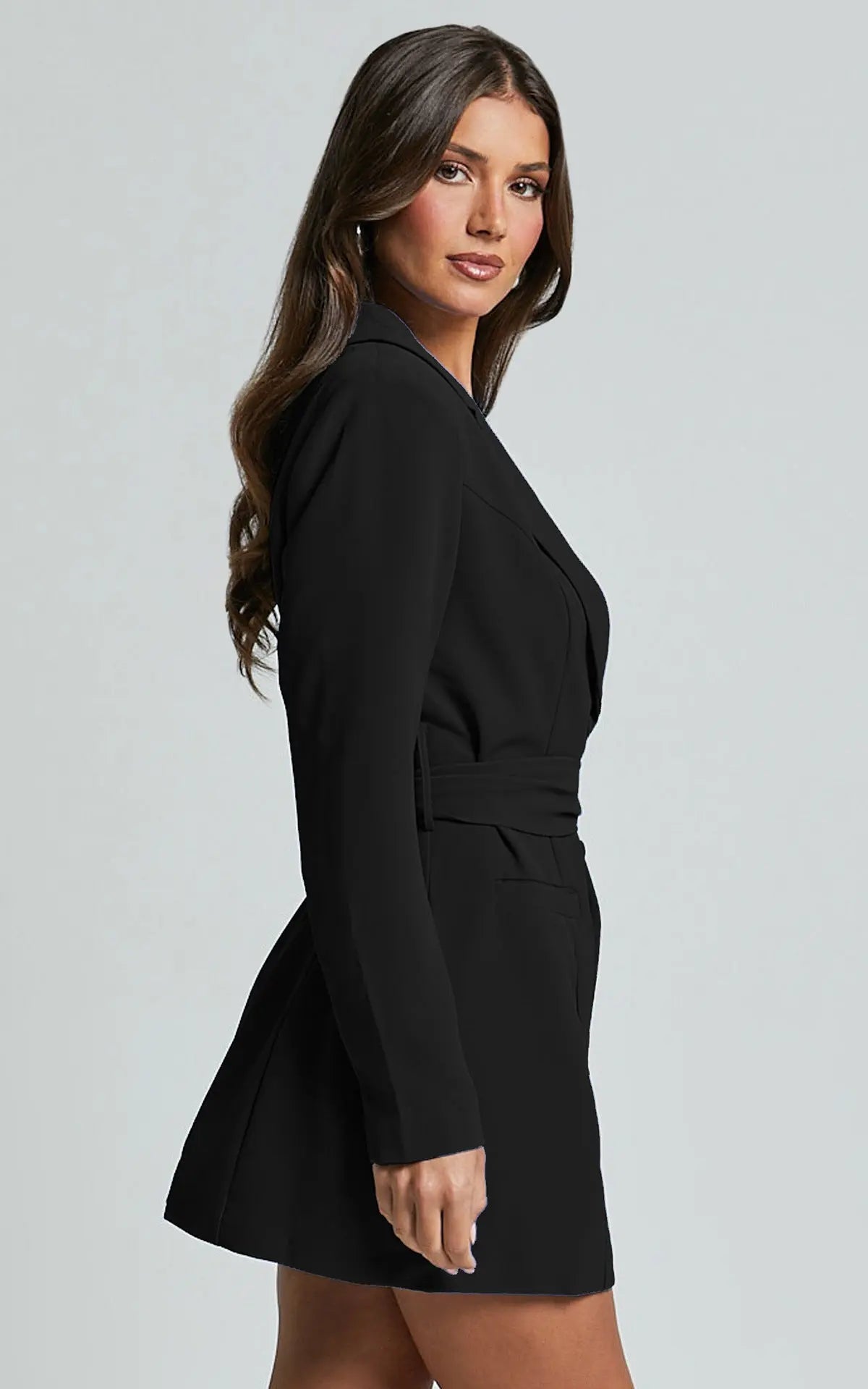 Enya | Deep V-neck Blazer Dress with Belt