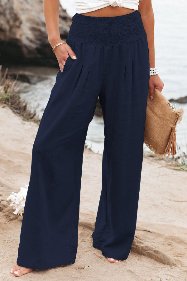 Ziva | High-Waisted Smocked Trousers
